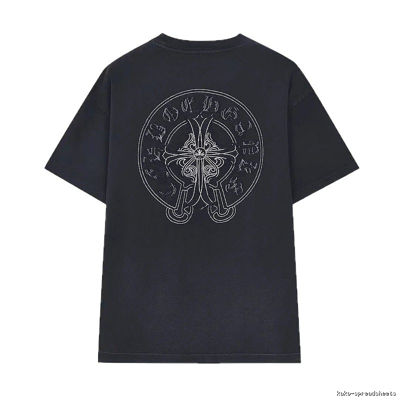 Chrome Hearts Cross Embroidered Street Style Black T-Shirt