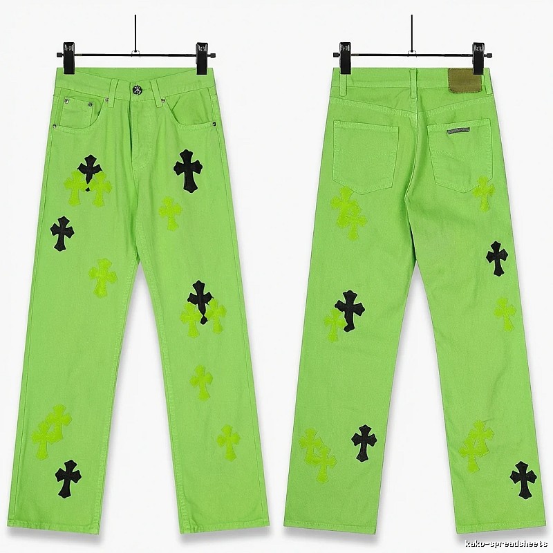 Chrome Hearts Cross Fluorescent Green Jeans