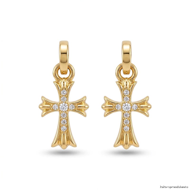 Chrome Hearts Cross Trendy and Cool Style Gold Earrings