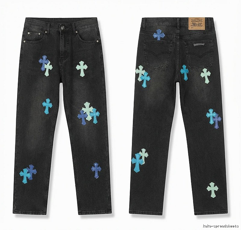 Chrome Hearts Cross Trendy Cool Black Jeans