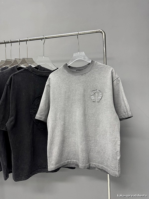 Chrome Hearts Horseshoe Logo Trendy & Cool Grey Short-sleeve T-shirt
