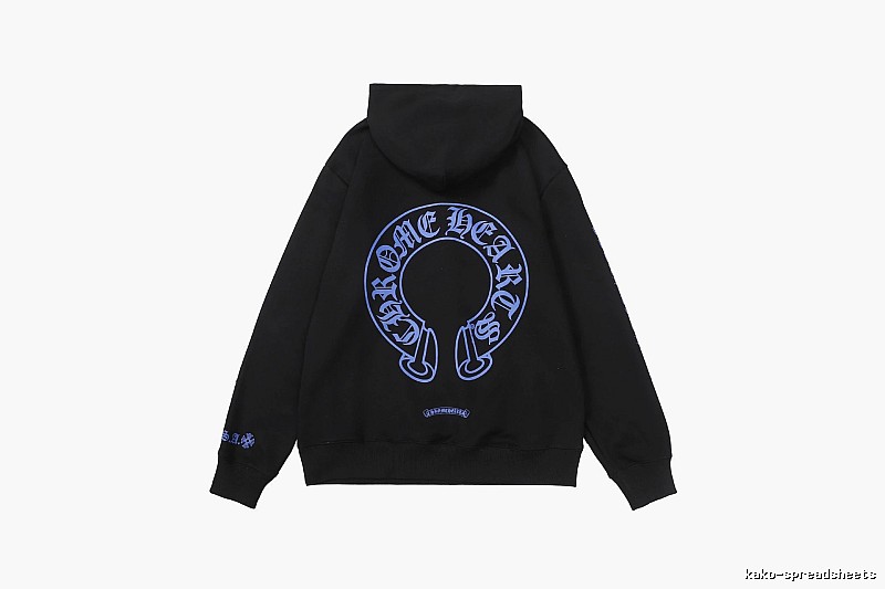 Chrome Hearts Logo Detail Cross graphic hoodie Black Blue Cross with Functional Detail