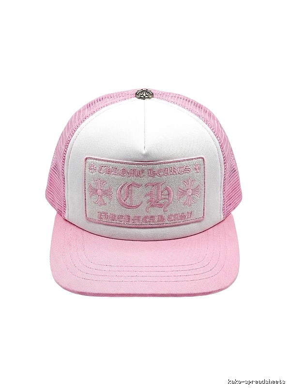 Chrome Hearts Pink and White Patchwork Trendy Hat
