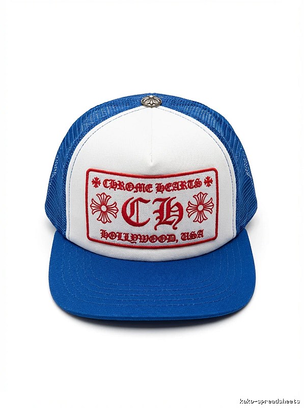 Chrome Hearts Retro Style Blue and White Hat