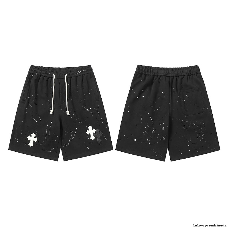 Chrome Hearts splatter - style black shorts