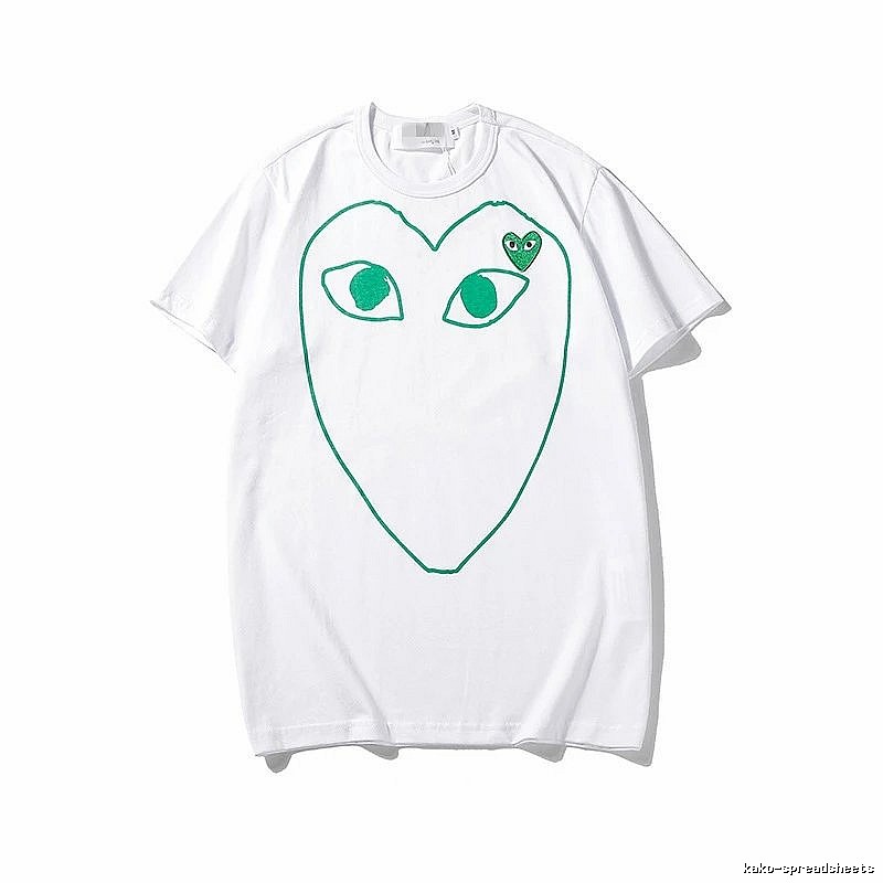 Comme des Garcons PLAY 2023-13 Green Style 2313 Heart Logo T-Shirt Soft Neutral
