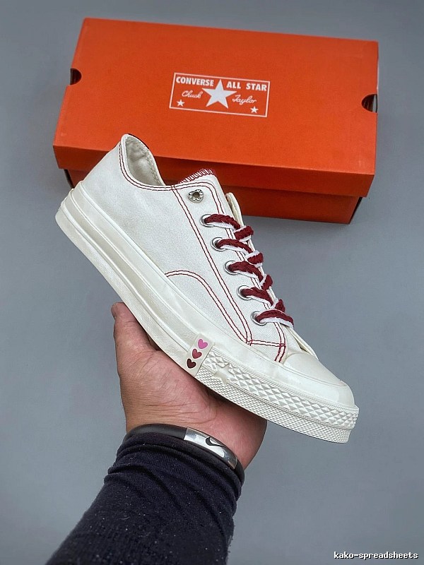 Converse Cream and Red Canvas Low-Tops, Classic Foxing