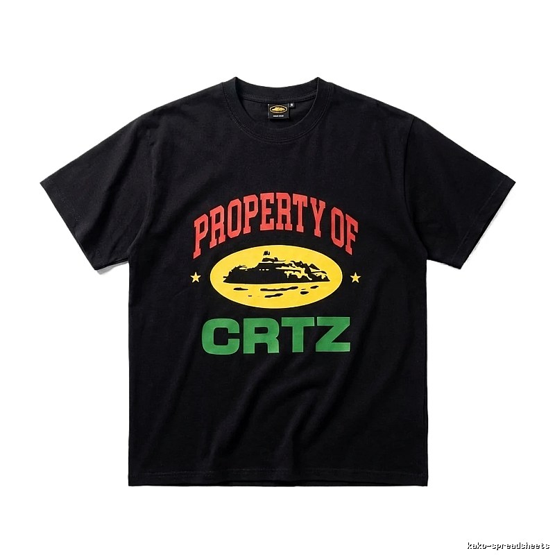 Corteiz Black "PROPERTY OF" Streetwear Short-sleeve Shirt