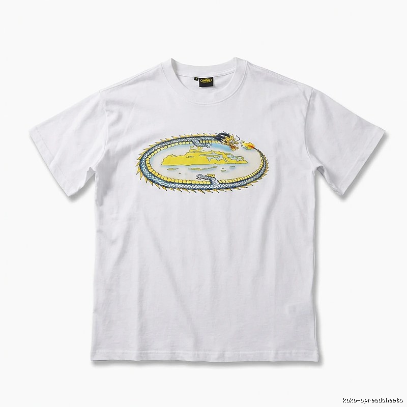Corteiz Dragon Pattern Trendy White T-shirt