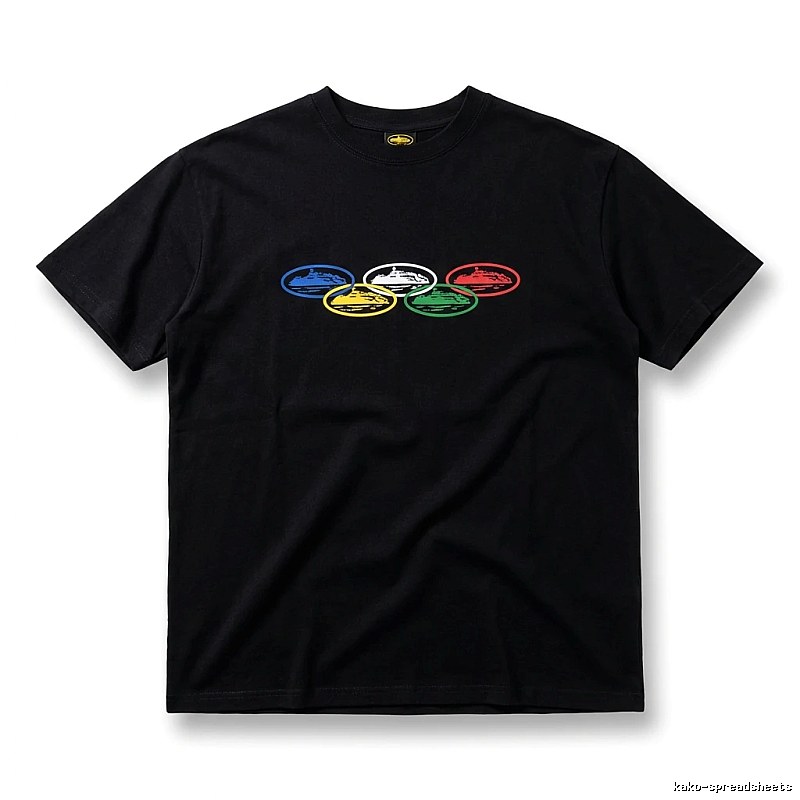 Corteiz Five-Ring Trendy and Cool Black T-shirt