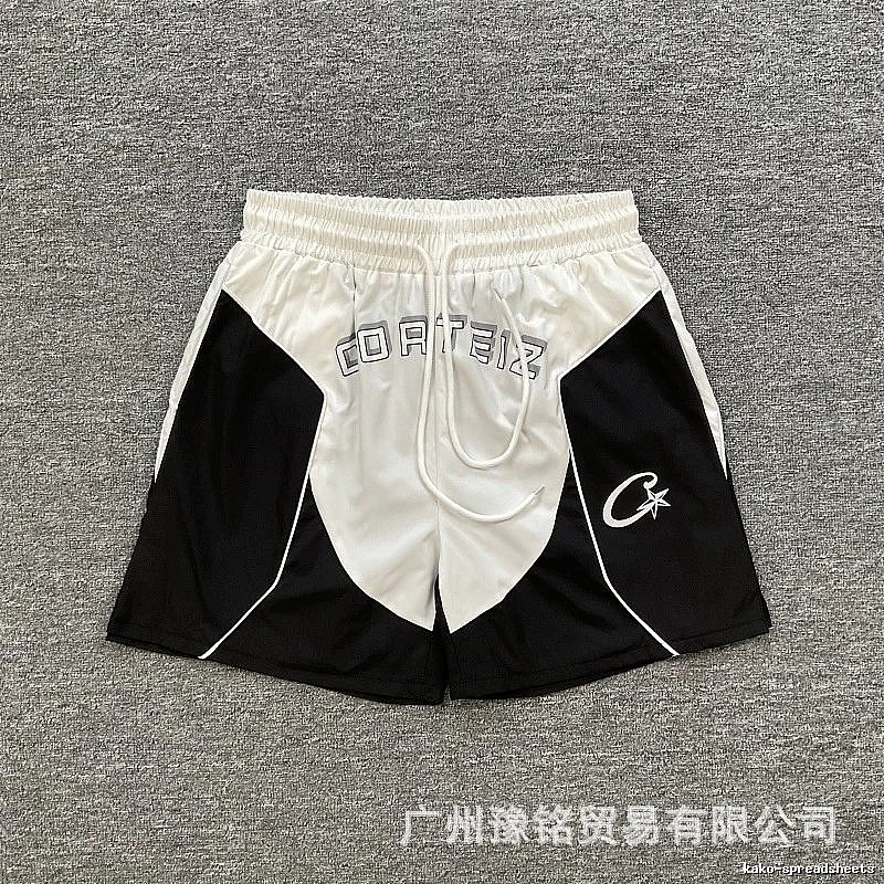 Corteiz Letter Print Street Style Black and White Sports Shorts