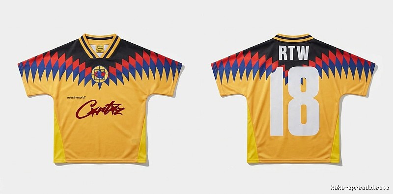 Corteiz RTW series yellow, black and blue color - blocking jersey