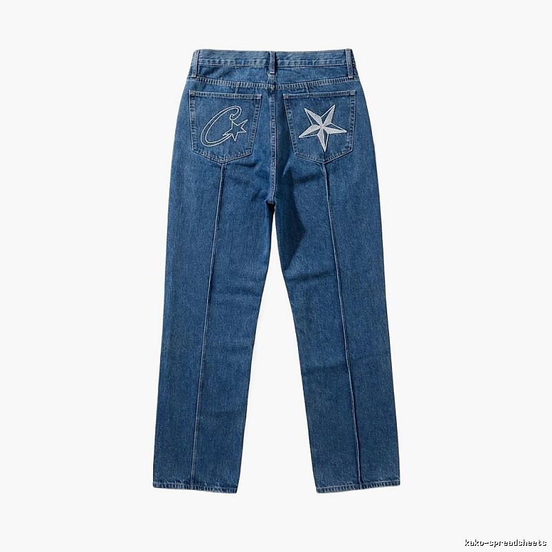 Corteiz Star Embroidery Denim Blue Jeans
