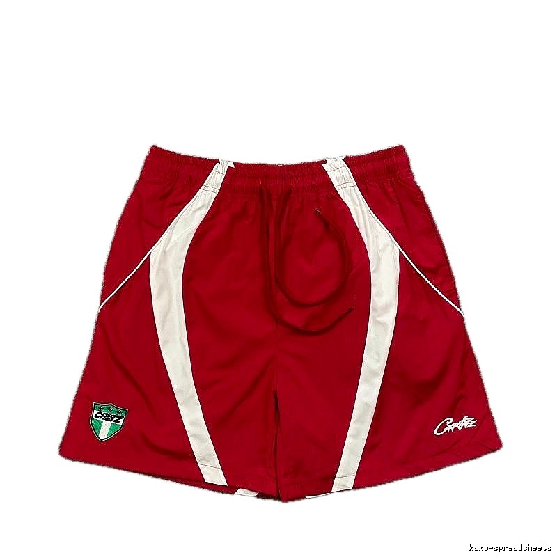 Corteiz Team Logo Street Style Red and White Sports Shorts