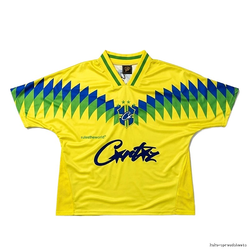 Corteiz yellow-green-blue color-blocked short-sleeve