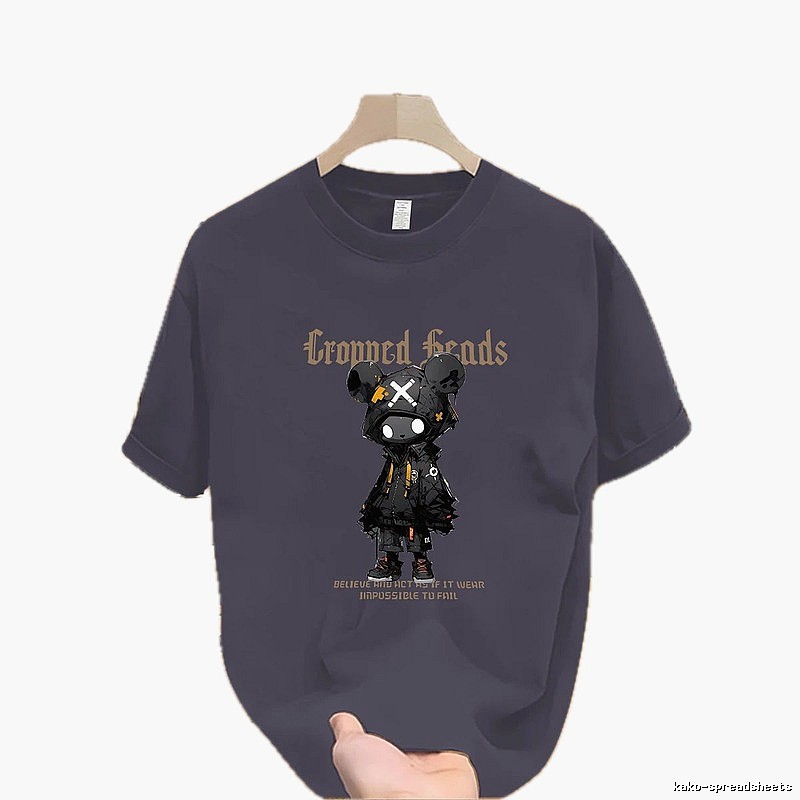 Crowned Heads Mechanical Bear Street Style Charcoal Gray T-Shirt