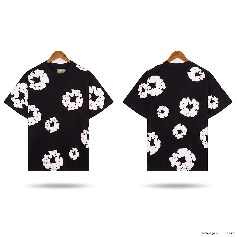 DENIM TEARS Black and White Retro Short-sleeve Shirt