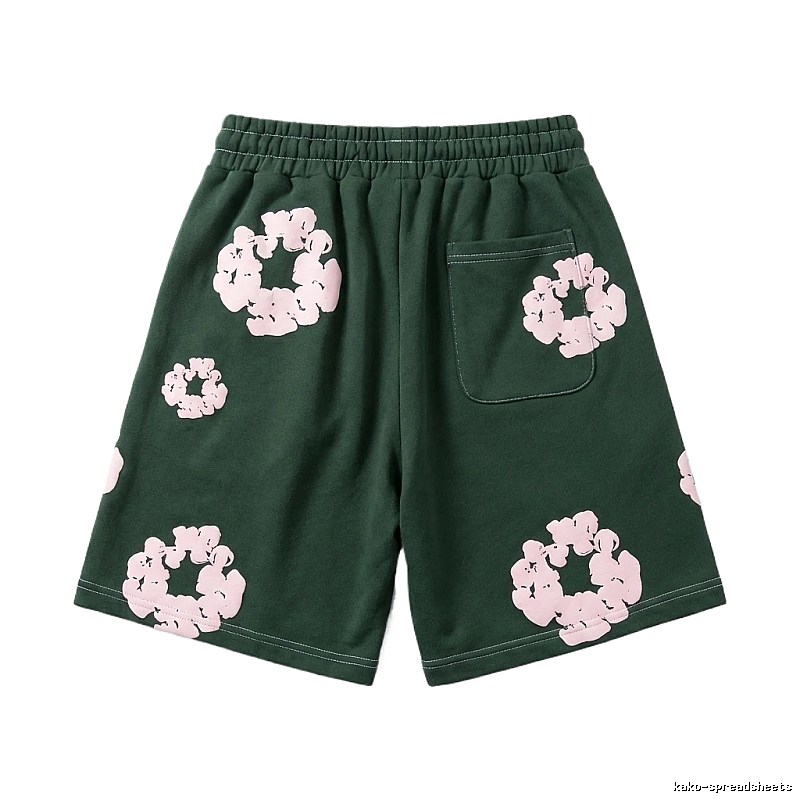 DENIM TEARS Floral Print Dark Green Shorts