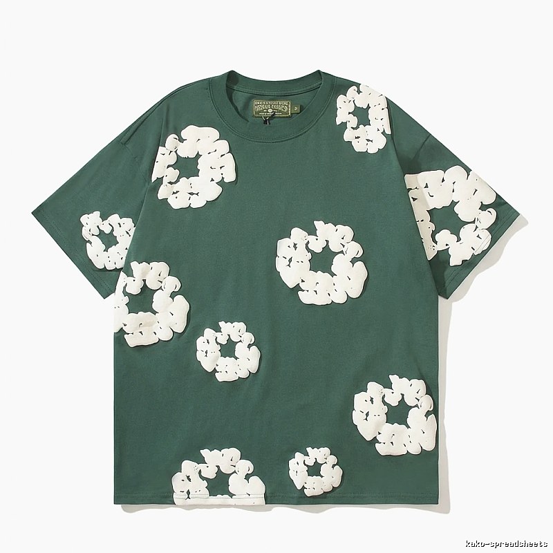 DENIM TEARS Three-dimensional Flower Dark Green T-shirt