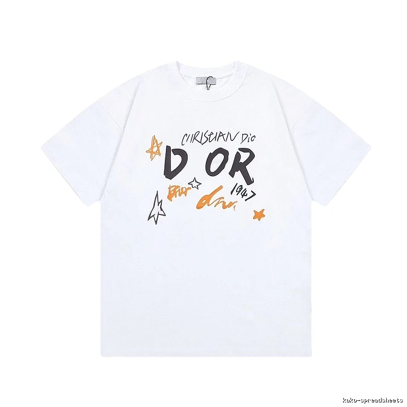 Dior 1947 Trendy Graffiti Style White T-Shirt