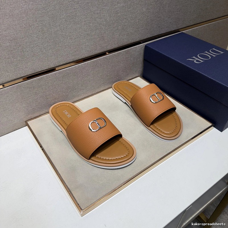 Dior CD Collection Light Luxury Style Brown Slides