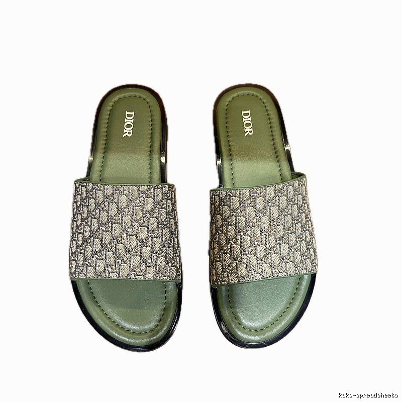 Dior Classic Oblique Vintage Style Army Green Slide Sandals