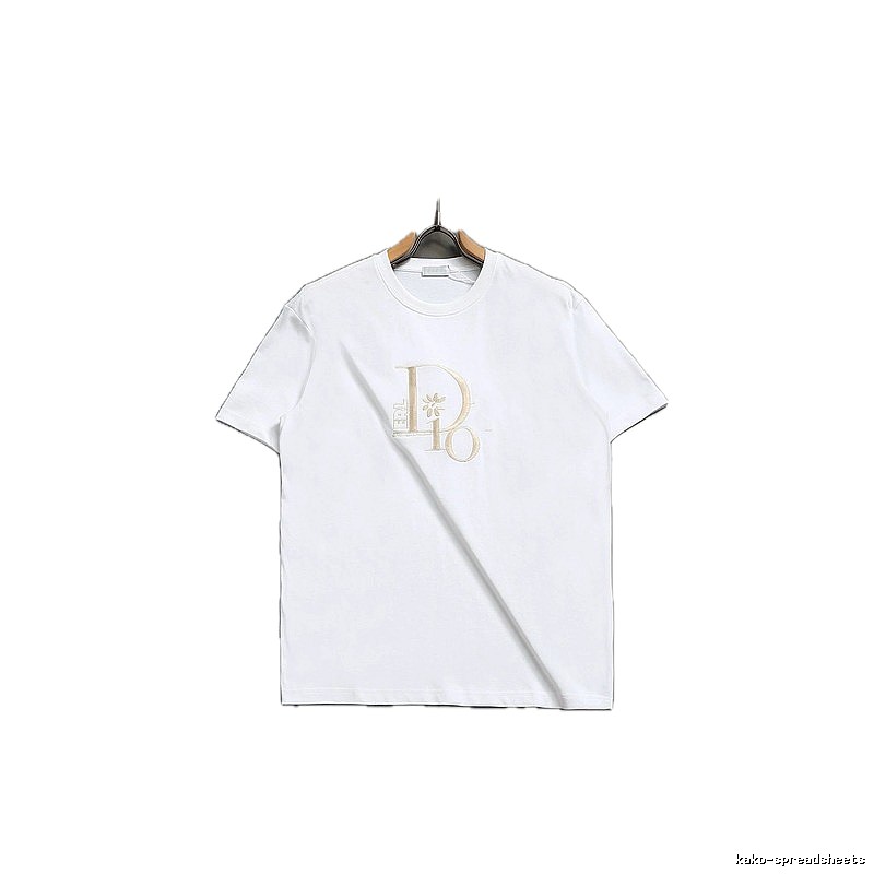 Dior Embroidered Light Luxury Style White T-Shirt