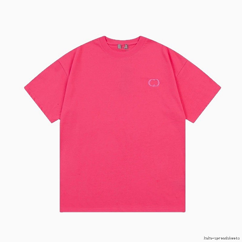 Dior Embroidery Collection Minimalist Style Dragon Fruit Pink Short-sleeve T-shirt
