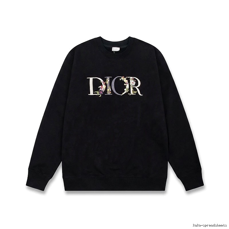 Dior Floral Alphabet Style Black Sweatshirt
