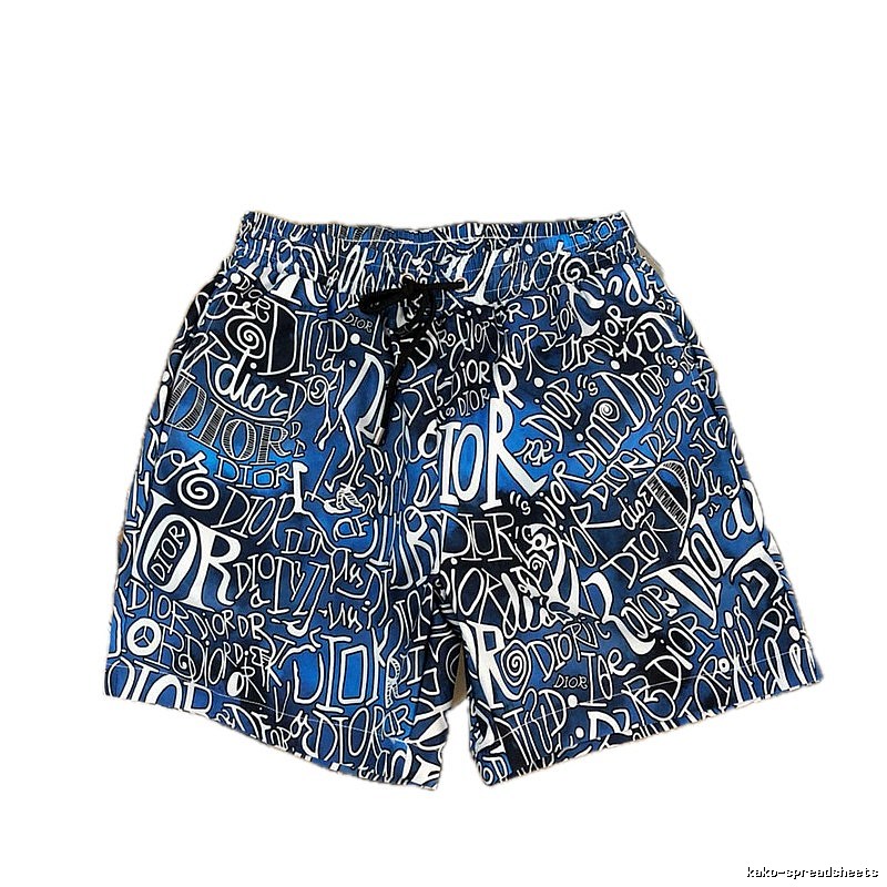 Dior Graffiti All Over Print Cool Trendy Style Blue Shorts