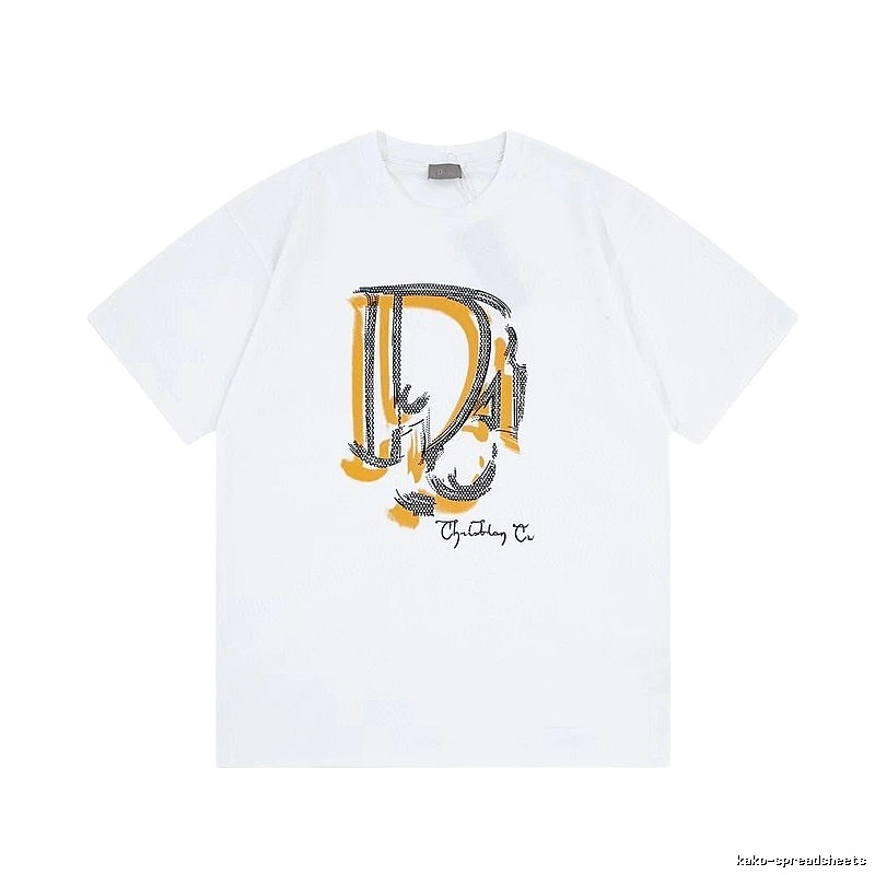 Dior Graffiti Print Casual Style White Short-sleeve T-shirt