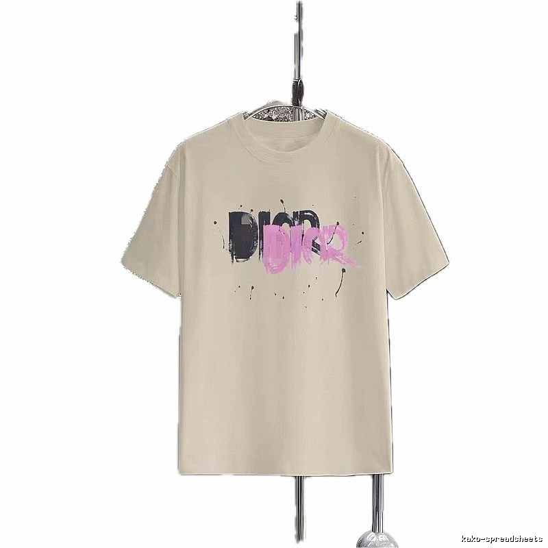 Dior Graffiti Street Style Apricot Short-sleeve T-Shirt