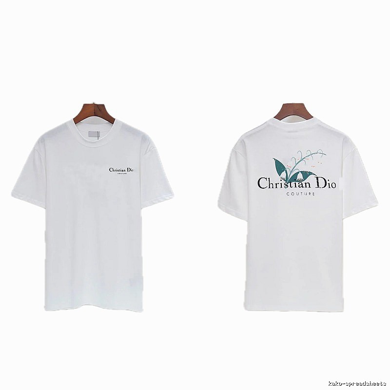 Dior Lily of the Valley Collection Casual Style White T-Shirt