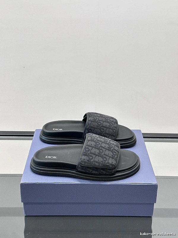 Dior Monogram Light Luxury Style Black Slide Sandals
