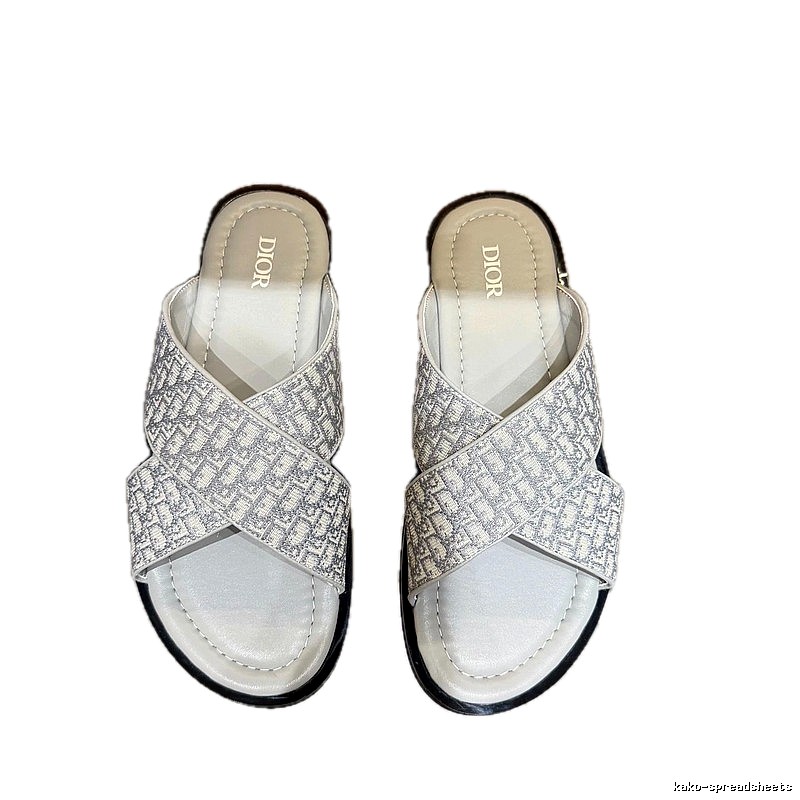 Dior Monogram Light Luxury Style Light Gray Slides
