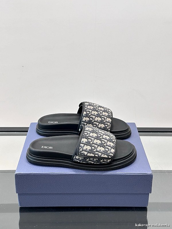 Dior Retro Monogram Black and Grey Slide Sandals