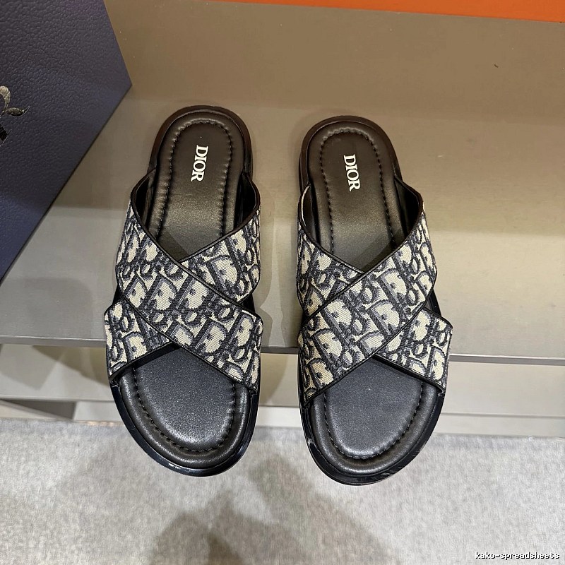 Dior Vintage Style Monogram Black and Grey Slides