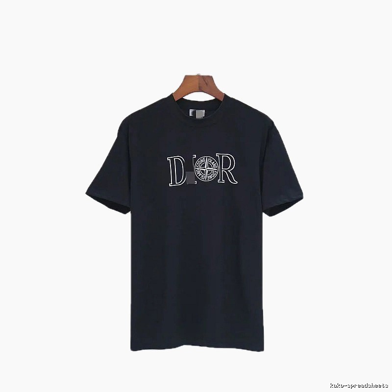 Dior x Stone Island Co-branded Casual Black Short-sleeve T-shirt