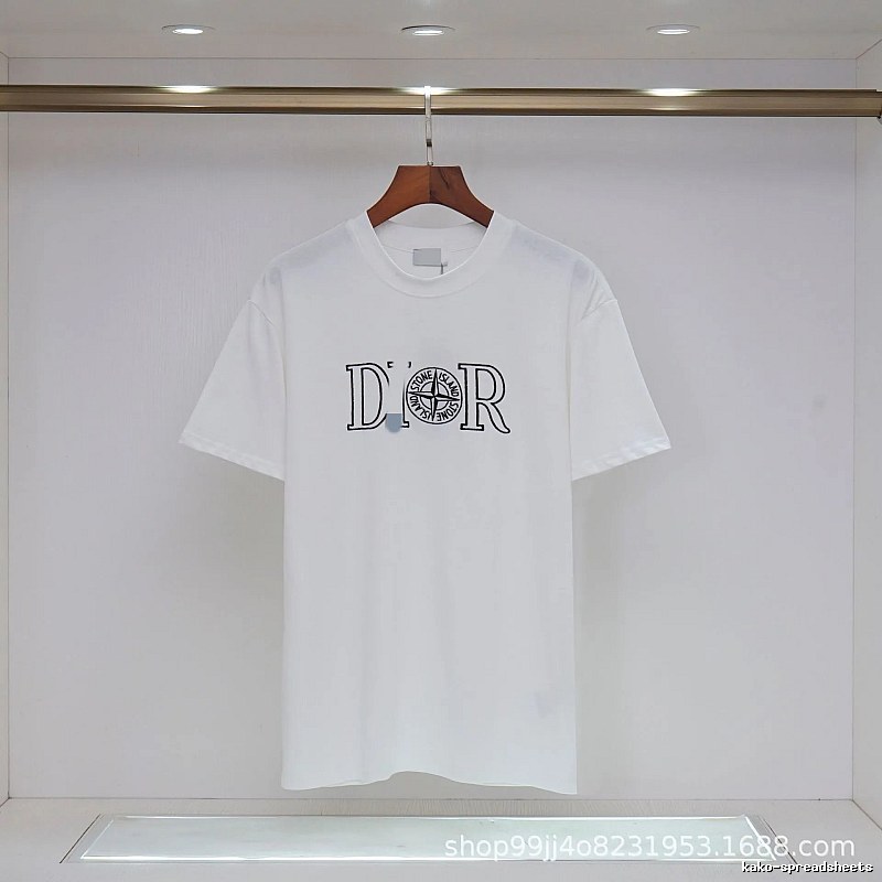 Dior x Stone Island Co-branded Casual Style White T-Shirt