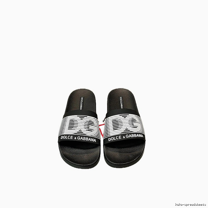 Dolce & Gabbana DG Black and White Striped Casual Slippers