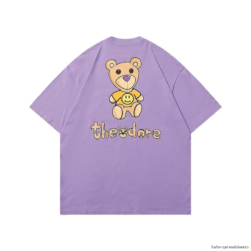 DREW Bear Print Street Style Purple T-shirt