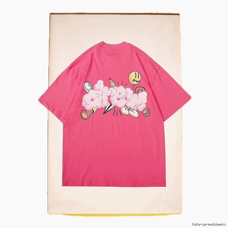 DREW Cloud Print Street Style Pink T-Shirt