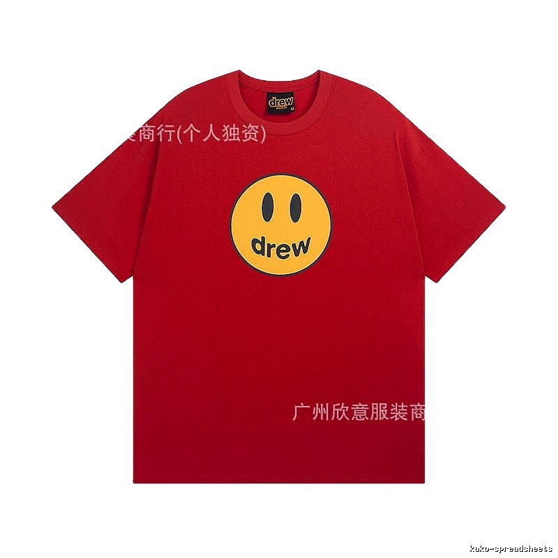 DREW Smiley American Street Style Red Short Sleeve T-Shirt