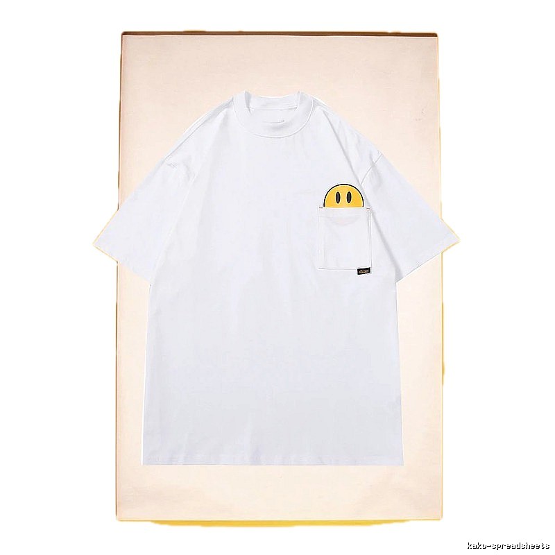 DREW Smiley Face Pocket Street Style White T-Shirt