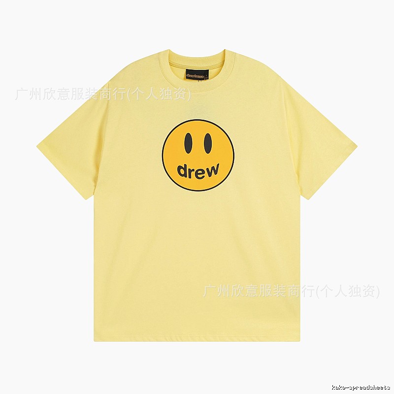 DREW Smiley Face Series Street Style Light Yellow T-shirt