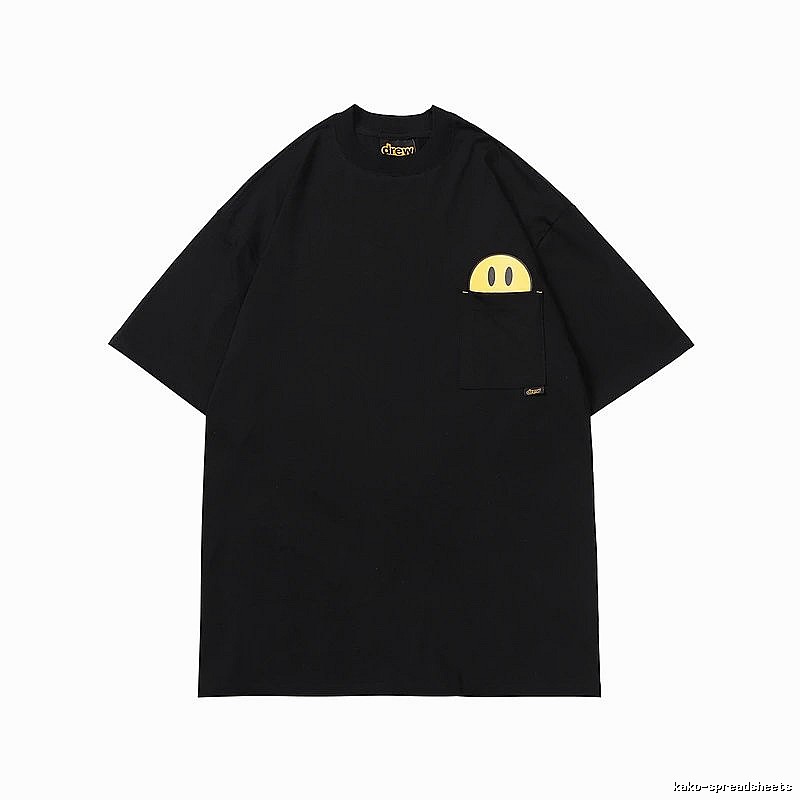 DREW Smiley Pocket Street Style Black T-Shirt