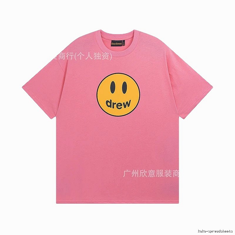 DREW Smiley Series Street Trend Style Pink Short Sleeve T-Shirt