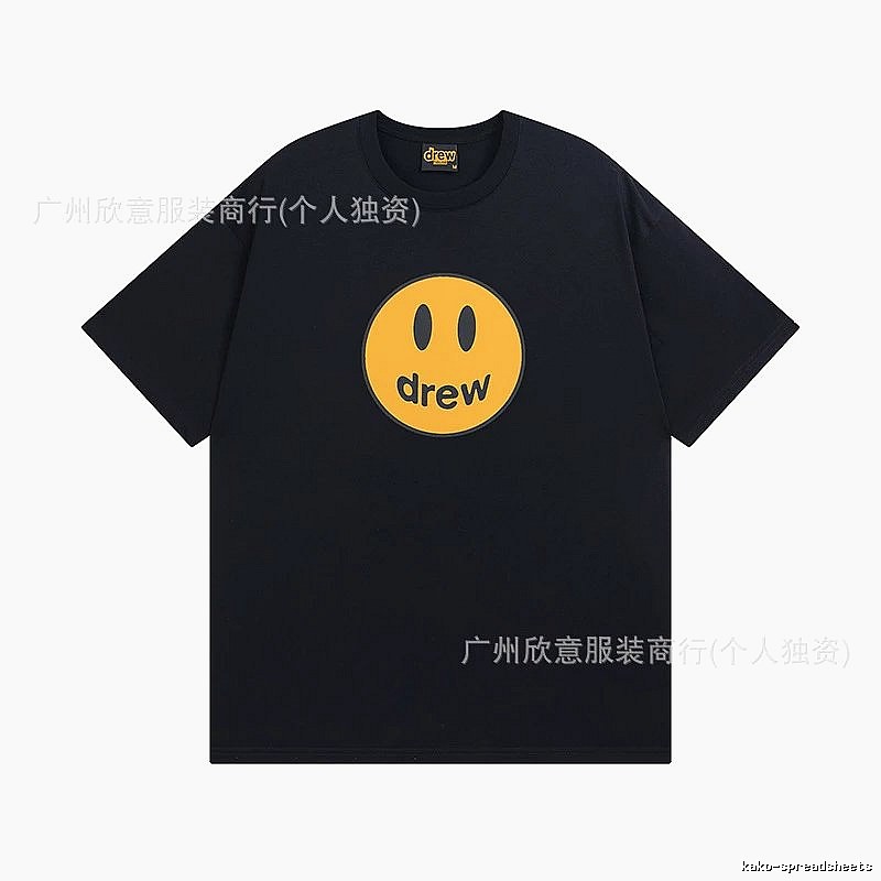 DREW Smiley Street Style Black Short-sleeve T-shirt