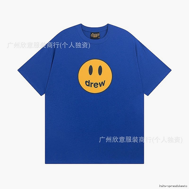 DREW Smiley Street Style Klein Blue Short Sleeve T-shirt