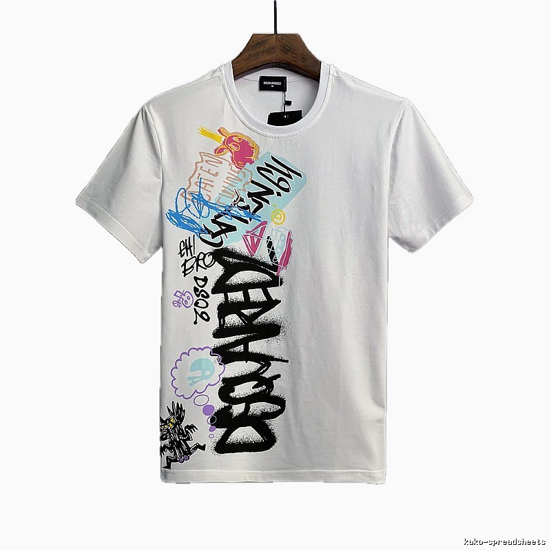 DSQ Graffiti Street Style White Short-sleeve T-shirt